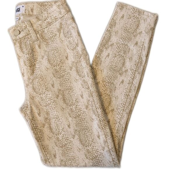 PAIGE Denim - Paige Hoxton Ankle jeans, in Sonoran Snake print, cream & tan, sz 26
